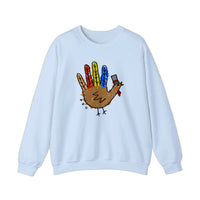Hand Turkey In A Top Hat Sweatshirt — Light Blue
