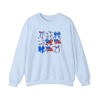 Patriotic Bows And Flags Sweatshirt — Light Blue
