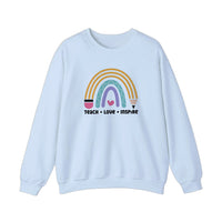Teach Love Inspire Pencil Rainbow Sweatshirt — Light Blue