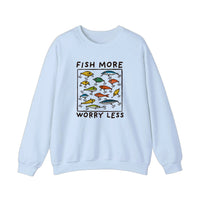 Fish More Worry Less Sweatshirt — Light Blue