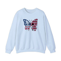 Patriotic Floral Butterfly Sweatshirt — Light Blue