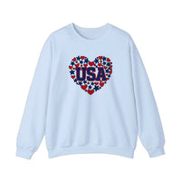 USA Hearts And Stars Sweatshirt — Light Blue