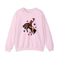 Bucking Bronco Rodeo Rider Sweatshirt — Light Pink