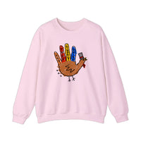 Hand Turkey In A Top Hat Sweatshirt — Light Pink