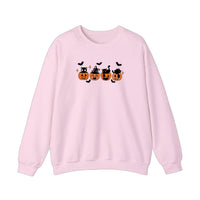 Black Cats In Jack-O-Lanterns Sweatshirt — Light Pink