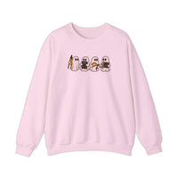 Math Ghosts With Calculators Sweatshirt — Light Pink