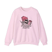 Skeleton Staying Alive Sweatshirt — Light Pink