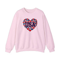 USA Hearts And Stars Sweatshirt — Light Pink