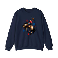 Bucking Bronco Rodeo Rider Sweatshirt — Navy