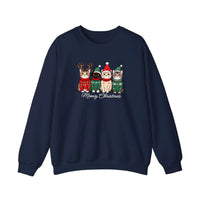 Meowy Christmas Sweater Cats Sweatshirt — Navy