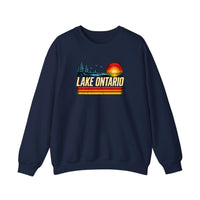 Lake Ontario Retro Sunset Sweatshirt — Navy