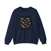 Fish More Worry Less Sweatshirt — Navy