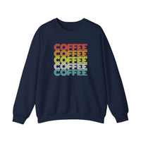 Retro Rainbow Coffee Stack Sweatshirt — Navy