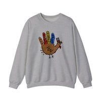 Hand Turkey In A Top Hat Sweatshirt — Sport Grey