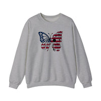 Patriotic Floral Butterfly Sweatshirt — Sport Grey
