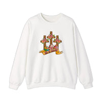 He Is Risen Floral Crosses Sweatshirt — White