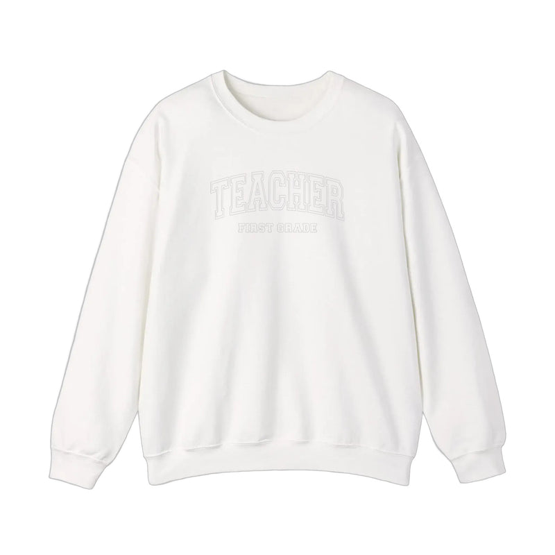 First Grade Teacher Varsity Sweatshirt — White