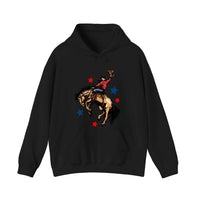 Bucking Bronco Rodeo Rider Hoodie — Black