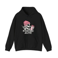 Skeleton Staying Alive Hoodie — Black