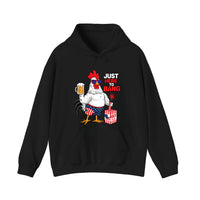 Just Here To Bang Rooster Hoodie — Black