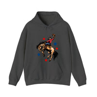 Bucking Bronco Rodeo Rider Hoodie — Dark Heather