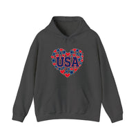 USA Hearts And Stars Hoodie — Dark Heather