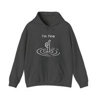 I'm Fine Drowning Thumbs Up Hoodie — Dark Heather