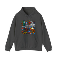 Happy 250 America Doodle Hoodie — Dark Heather