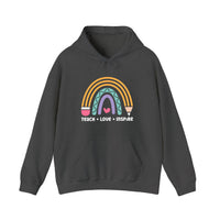 Teach Love Inspire Pencil Rainbow Hoodie — Dark Heather