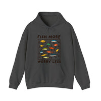 Fish More Worry Less Hoodie — Dark Heather