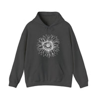 Line Art Sunflower Hoodie — Dark Heather