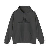 Fuelled By Books And Coffee Hoodie — Dark Heather