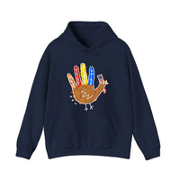 Hand Turkey In A Top Hat Hoodie — Navy