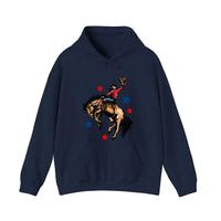 Bucking Bronco Rodeo Rider Hoodie — Navy