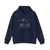 America Wildflowers Freedom Brave Hoodie — Navy