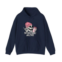 Skeleton Staying Alive Hoodie — Navy