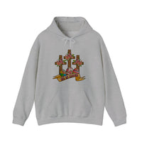 He Is Risen Floral Crosses Hoodie — Sport Grey