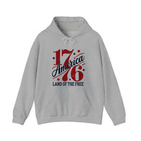 America 1776 Land Of The Free Hoodie — Sport Grey