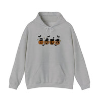 Black Cats In Jack-O-Lanterns Hoodie — Sport Grey