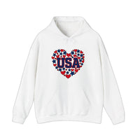 USA Hearts And Stars Hoodie — White