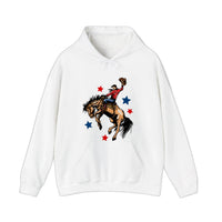Bucking Bronco Rodeo Rider Hoodie — White