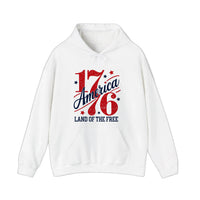 America 1776 Land Of The Free Hoodie — White