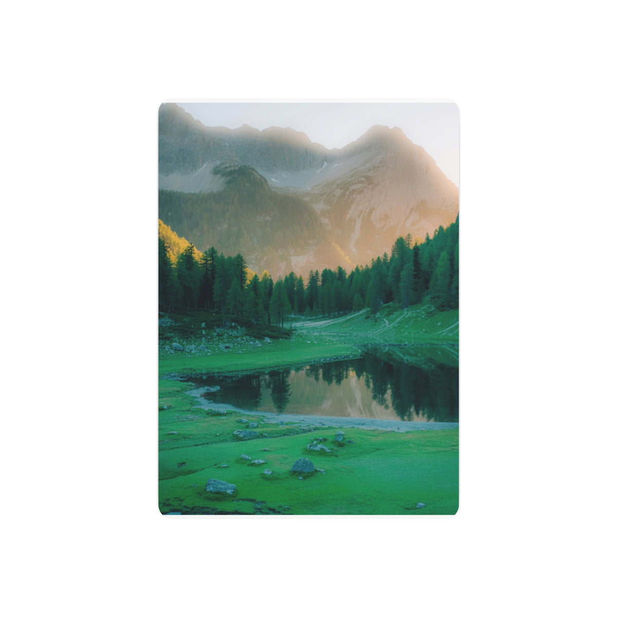 Golden Dawn Over a Serene Alpine Lake