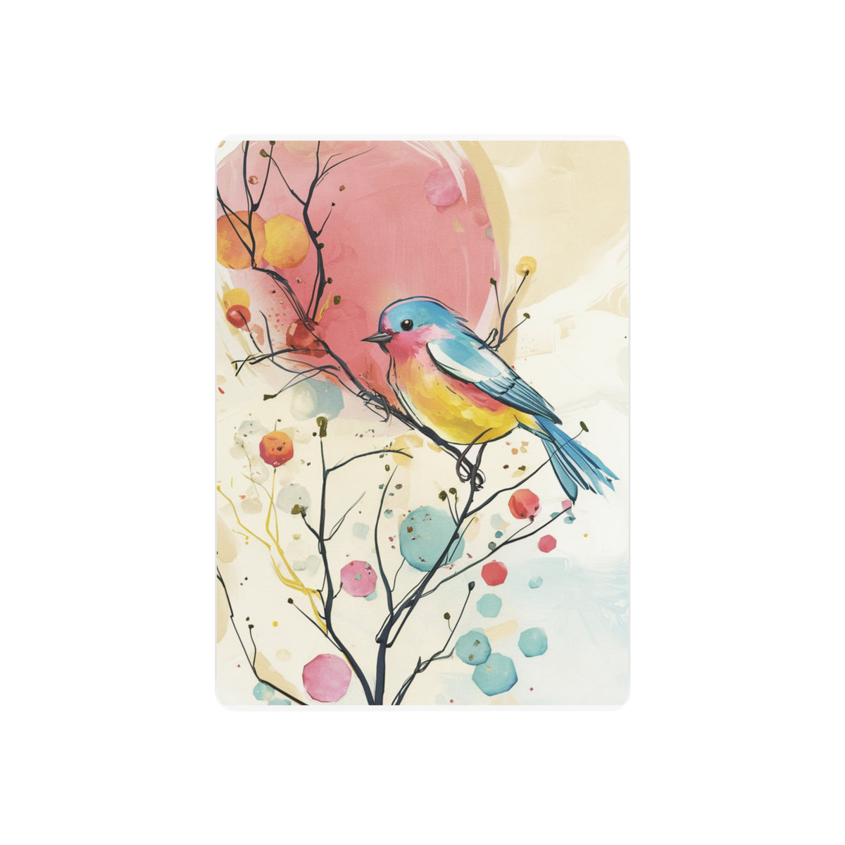 Whimsical Sunrise Songbird in Vibrant Watercolor
