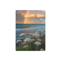 Seaside Wildflowers Beneath a Golden Rainbow