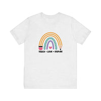 Teach Love Inspire Pencil Rainbow Quality Tee — Ash