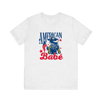 American Babe Cowgirl Flag Quality Tee — Ash