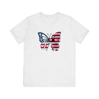 Patriotic Floral Butterfly Quality Tee — Ash