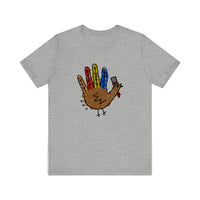 Hand Turkey In A Top Hat Quality Tee — Athletic Heather