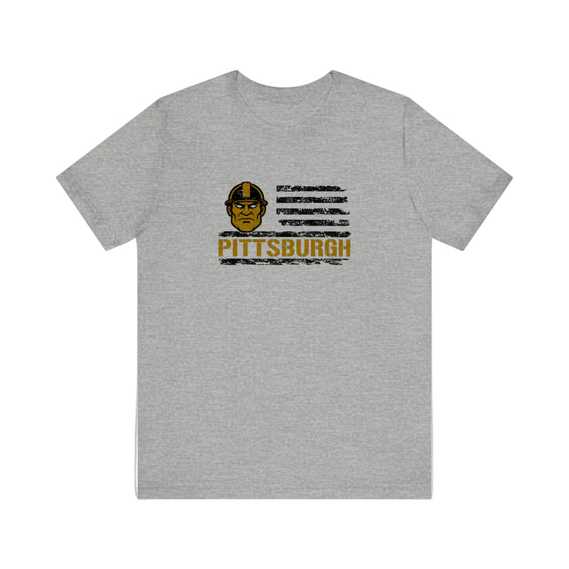 Pittsburgh Steel Worker Flag Quality Tee — Athletic Heather
